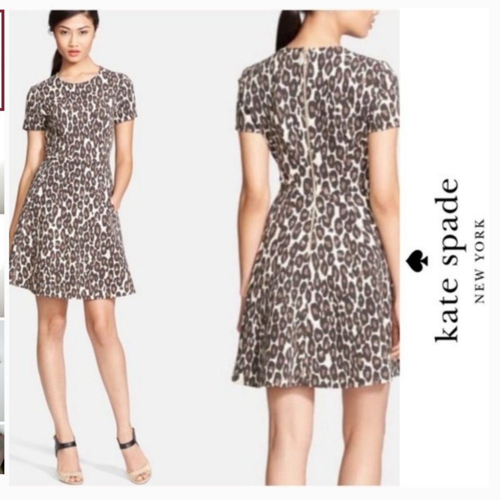 Kate Spade Autumn Leopard Flared Dress 4 nwot - Picture 2 of 14